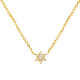 0.03ct 14k Yellow Gold Diamond Star of David Necklace